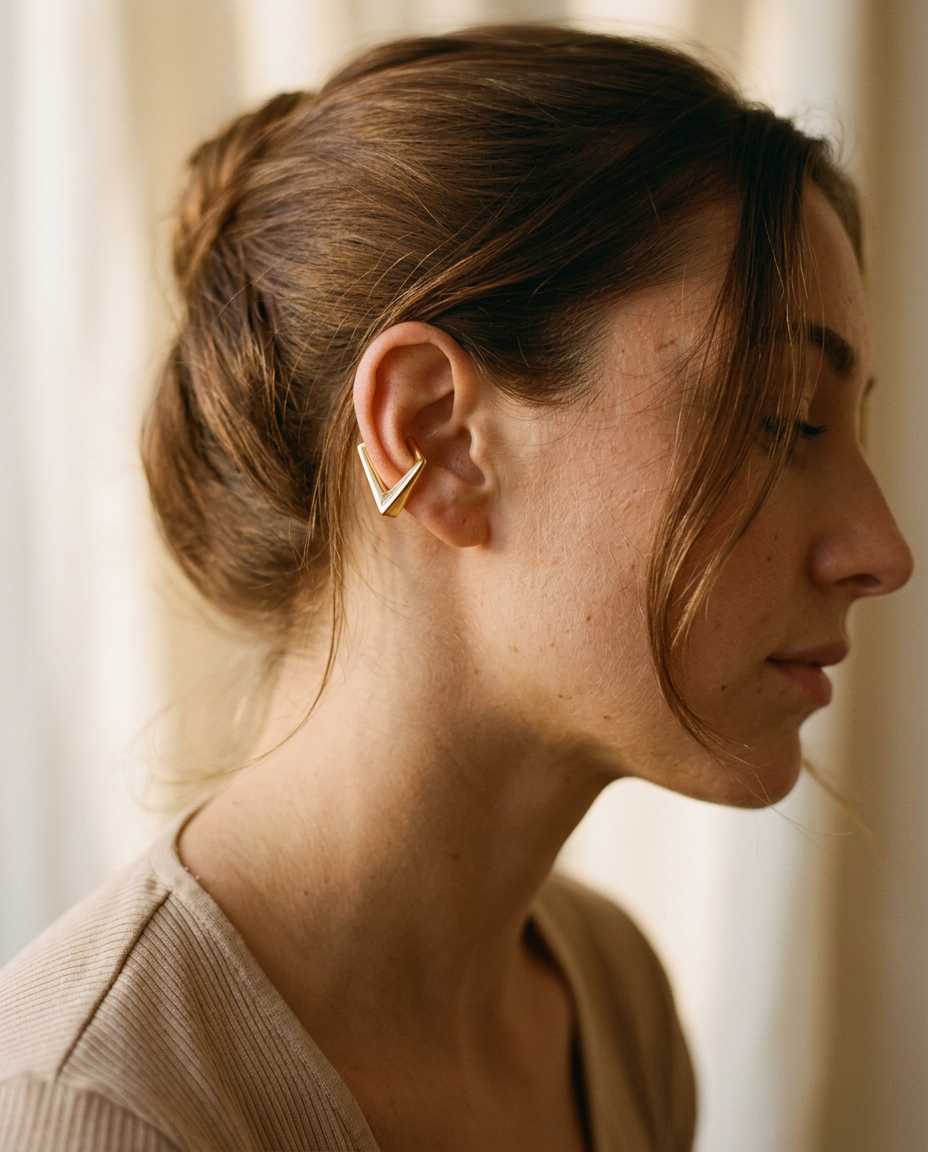 Ear Cuff Vértice em uso